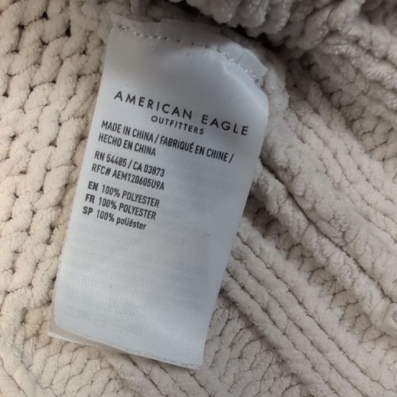 American Eagle Cream Chenille Knit Cardigan Women’s Small Open Front Sweater - Picture 3 of 6